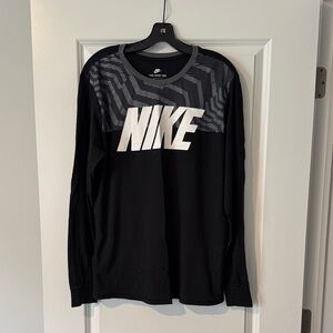 Nike Black and Gray Graphic Long Sleeve Tee